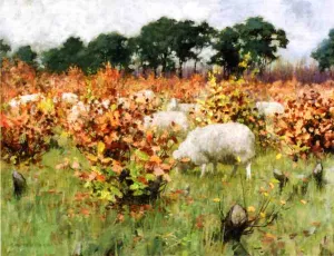Grazing Sheep by George Hitchcock - Oil Painting Reproduction