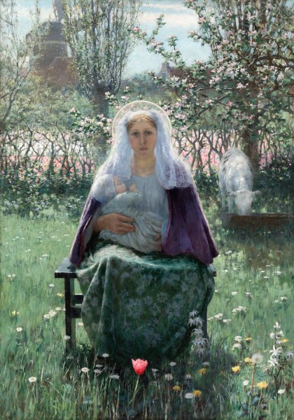 The Blessed Mother  by George Hitchcock - Hand-Painted Oil Painting Reproduction