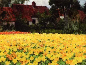 Yellow Nasturtiums by George Hitchcock - Oil Painting Reproduction