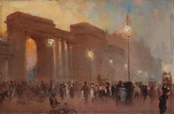 Sunday summer evening, Hyde Park Corner by George Hyde Pownall - Hand-Painted Oil Painting Reproduction