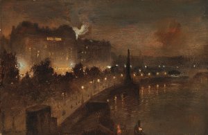 Victoria Embankment from Hungerford Bridge by George Hyde Pownall Oil Painting