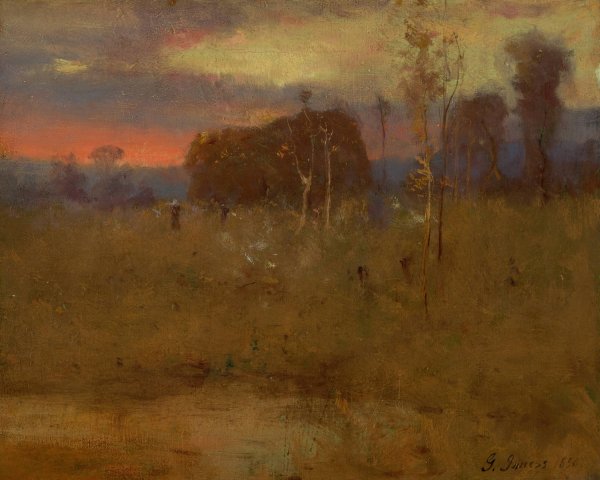 Afterglow on the Meadow  by George Inness - Hand-Painted Oil Painting Reproduction