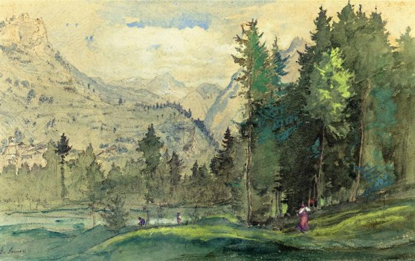 Baberini, Italy by George Inness - Hand-Painted Oil Painting Reproduction