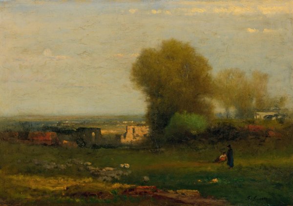By The Old Aqueduct, Campagna, Italy  by George Inness - Hand-Painted Oil Painting Reproduction