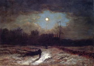 Christmas Eve also known as Winter Moonlight by George Inness - Oil Painting Reproduction