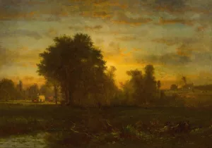 Farm at Sundown Oil painting by George Inness