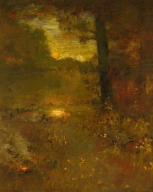 Landscape At Sundown; The Close Of Day by George Inness Oil Painting