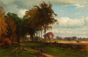 Landscape with Cattle by George Inness Oil Painting