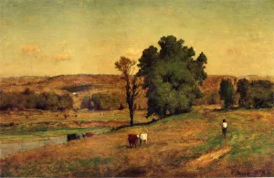 Landscape with Figure by George Inness Oil Painting