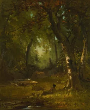Landscape With Huntsman by George Inness Oil Painting
