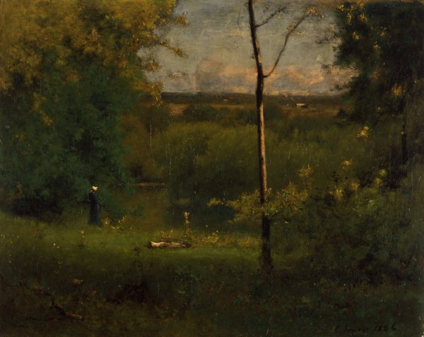 Main Product Photo of Looking over the River  Painting by George Inness