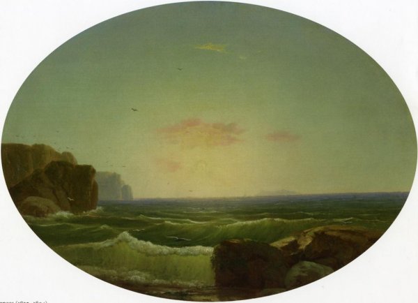 Marine off Big Rock by George Inness - Hand-Painted Oil Painting Reproduction