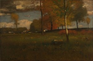 Near the Village, October by George Inness Oil Painting