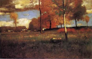 Near the Village, October painting by George Inness