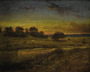 Pasture at Dawn by George Inness Oil Painting