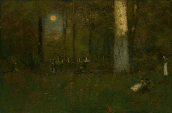 Main Product Photo of Picnic in the Woods, Montclair, New Jersey  Painting by George Inness