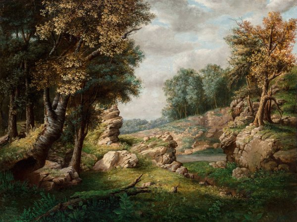 Rocky Dell  by George Inness - Hand-Painted Oil Painting Reproduction