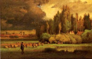 Shepherd in a Landscape by George Inness Oil Painting