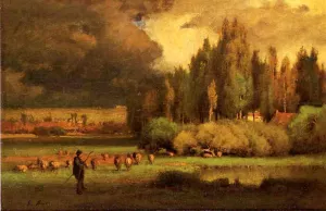 Shepherd in a Landscape painting by George Inness
