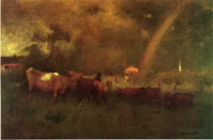 Shower on the Deleware River by George Inness - Oil Painting Reproduction