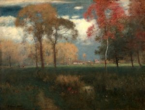 Sunny Autumn Day by George Inness Oil Painting