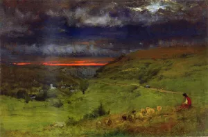 Sunset at Etretat by George Inness Oil Painting