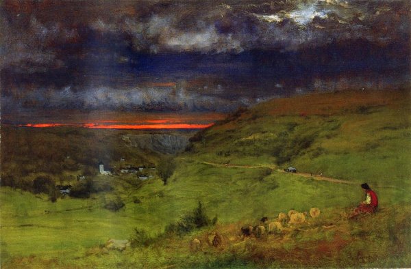 Main Product Photo of Sunset at Etretat Painting by George Inness