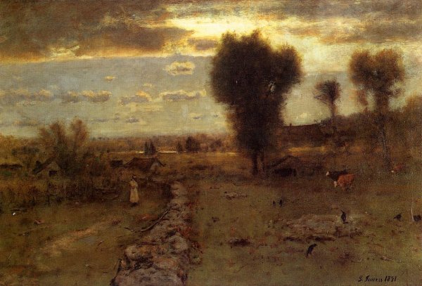 The Clouded Sun by George Inness - Hand-Painted Oil Painting Reproduction