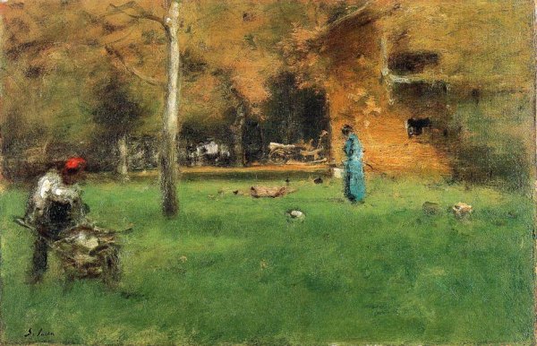 The Old Barn by George Inness - Hand-Painted Oil Painting Reproduction