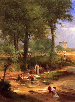 Washing Day near Perugia also known as Italian Washerwomen Oil painting by George Inness