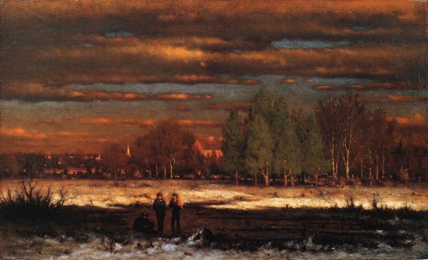 Winter Evening, Montclair by George Inness - Hand-Painted Oil Painting Reproduction