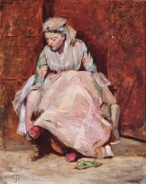 The new slipper by George John Pinwell Oil Painting