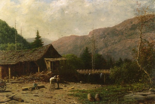 Main Product Photo of The Saw Mill, Adirondacks Painting by George Lafayette Clough