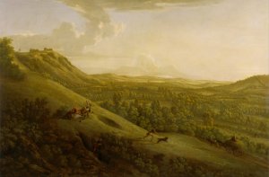 Box Hill, Surrey, with Dorking in the distance by George Lambert Oil Painting