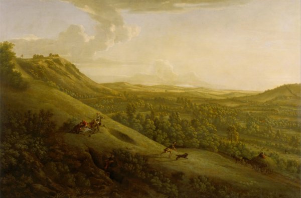Box Hill, Surrey, with Dorking in the distance by George Lambert - Hand-Painted Oil Painting Reproduction