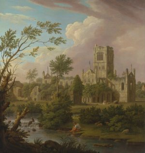 Kirkstall Abbey, Yorkshire by George Lambert Oil Painting