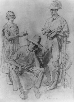 Mrs Lambert, Mr Gordon and Mr Snekker by George Lambert Oil Painting