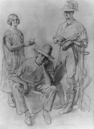Mrs Lambert, Mr Gordon and Mr Snekker by George Lambert Oil Painting