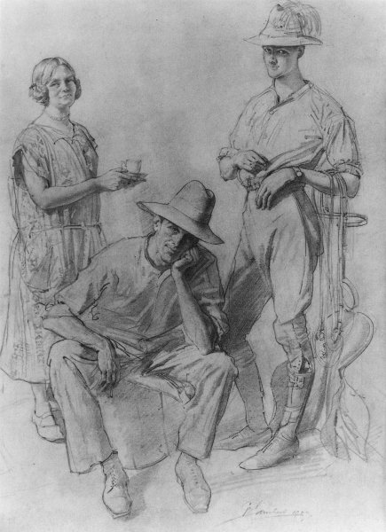 Mrs Lambert, Mr Gordon and Mr Snekker by George Lambert - Hand-Painted Oil Painting Reproduction