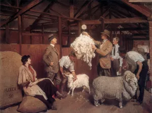 Weighing the Fleece by George Lambert - Oil Painting Reproduction
