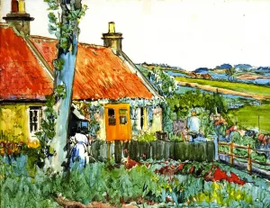 Cottage, Near Largo by George Leslie Hunter Oil Painting