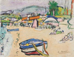 On The Beach, South Of France by George Leslie Hunter Oil Painting