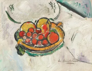 Still Life With A Bowl Of Fruit by George Leslie Hunter Oil Painting