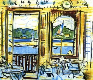 The Cafe, Cassis by George Leslie Hunter Oil Painting
