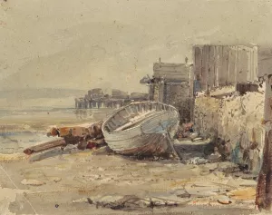 Beached Vessel by George Loring Brown Oil Painting