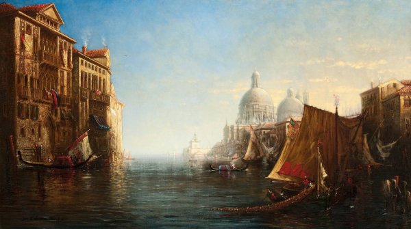 Morning on the Grand Canal, Venice  by George Loring Brown - Hand-Painted Oil Painting Reproduction