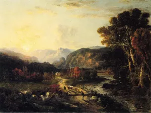 Sunrise, White Mountains, New Hampshire by George Loring Brown - Oil Painting Reproduction