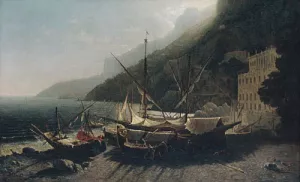 View at Amalfi, Bay of Salerno Oil painting by George Loring Brown