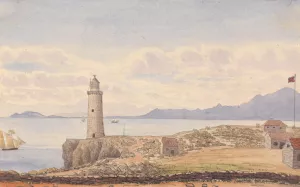 Europa Lighthouse, Ceuta, Spain by George Lothian Hall Oil Painting