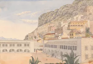 Officer's Quarters and Casemate Barracks, Gibraltar Oil painting by George Lothian Hall